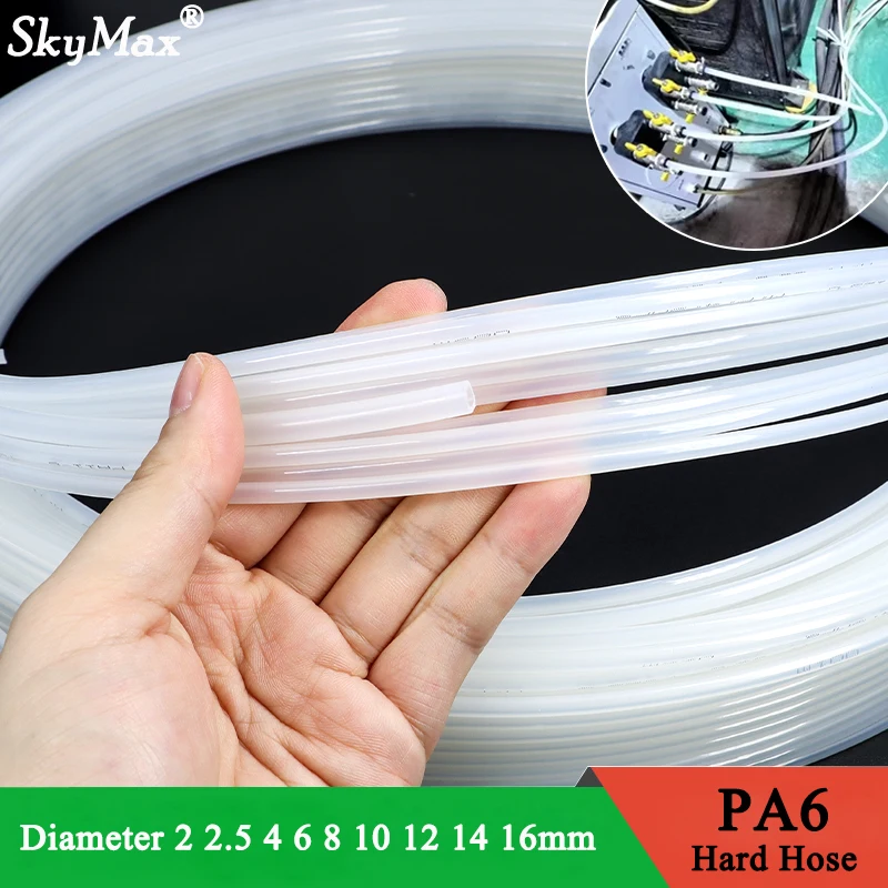 1~10meters PA6 Nylon Tube Black Clear OD4~16mm×ID2~13mm High Pressure Pneumatic Air Compressor Smooth Rigid Polyamide Oil Pipe
