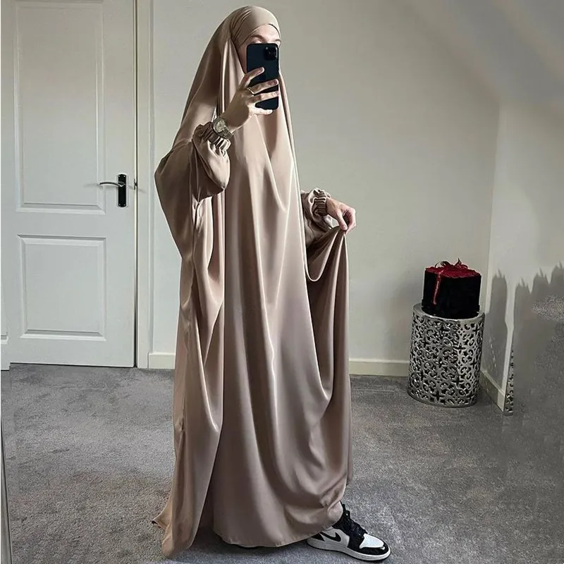 

One Piece Jilbab with Niqab Lightweight Breathable Nida Wholesale EID Ramadan Muslim Islamic Prayer Dress 2025 New