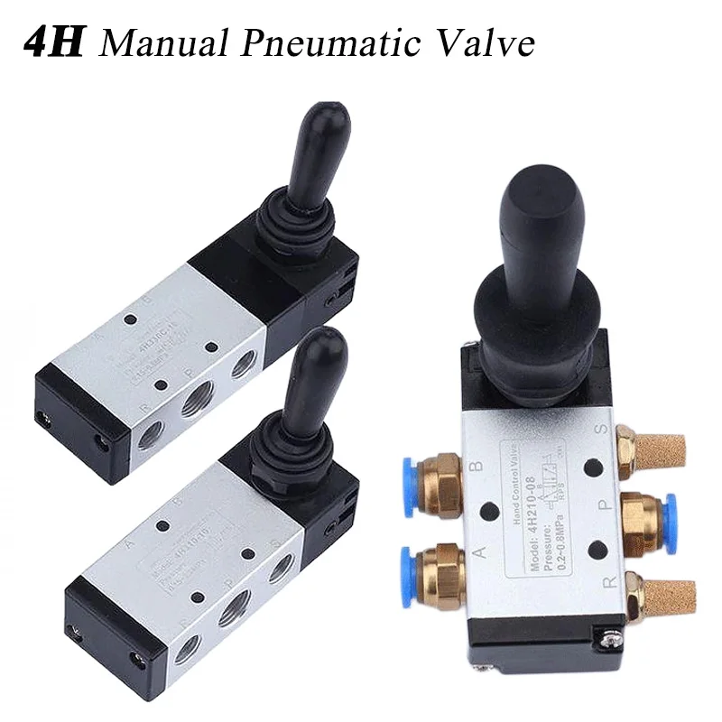 

Pneumatic Control Valve 4H210-08/4H310-10/4H410-15 5/2 Way Pneumatic Air Hand Lever Operated Valve Push-Pull With Fittings