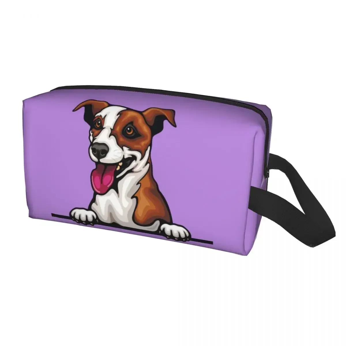 נסיעות peeking כלב ג 'ק russell terrier toiletry תיק איפור קוסמטי נייד עבור נשים אחסון