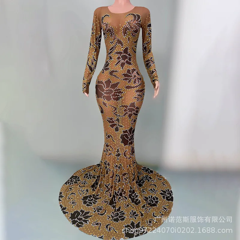 2026 فستان سهرة مثير من اللحوم المزيفة للصناعات الثقيلة مرصع بالألماس فستان سهرة اجتماعي ملكة جمال الكون يختار بشكل جميل #2