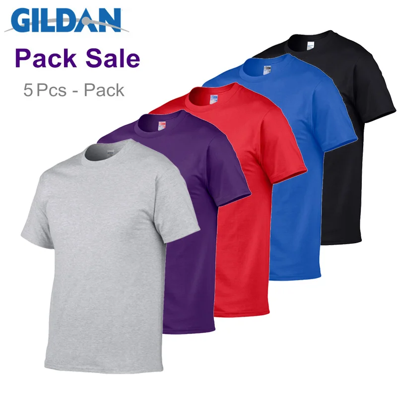 

5pcs/Lot GILDAN Brand Solid Color T Shirt Mens Black And White 100% Cotton T-shirts Summer Skateboard Tee Boy Skate Tshirt Tops