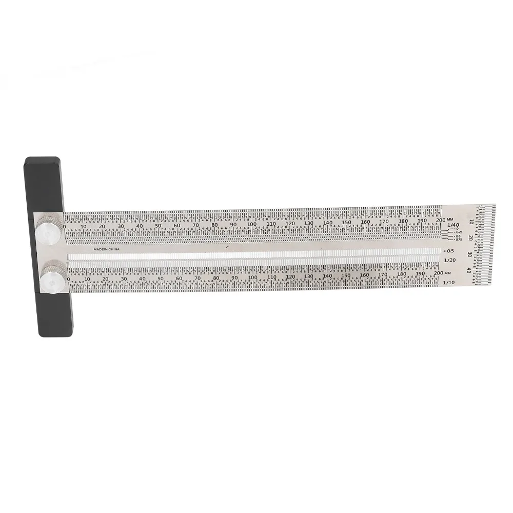Silver Woodworking Marking Ruler Stainless Steel Measuring Length 200mm Carpenter T Ruler Precision Marking Tool For Woodworkers