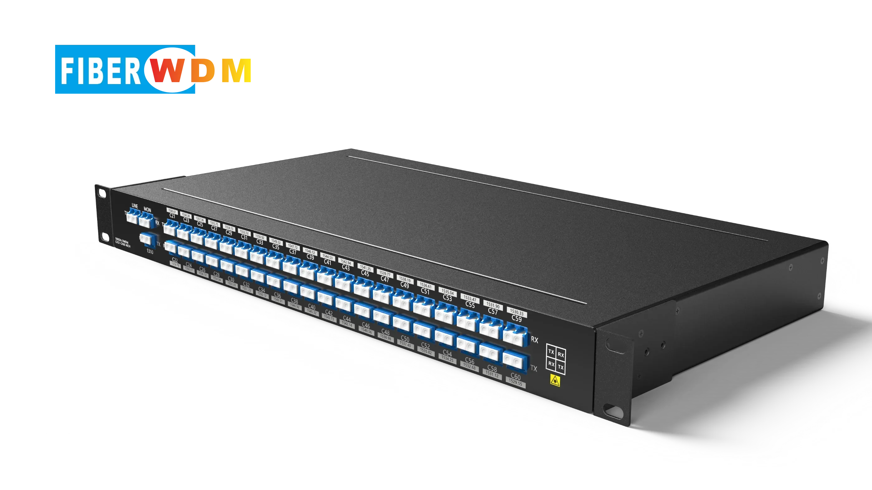 

FIBERWDM 40ch DWDM Mux/Demux 100GHz C21-C60 with Monitor Port and 1310nm LC/UPC AAWG Dual Fiber Single Fiber DWDM 1U Rack Mount