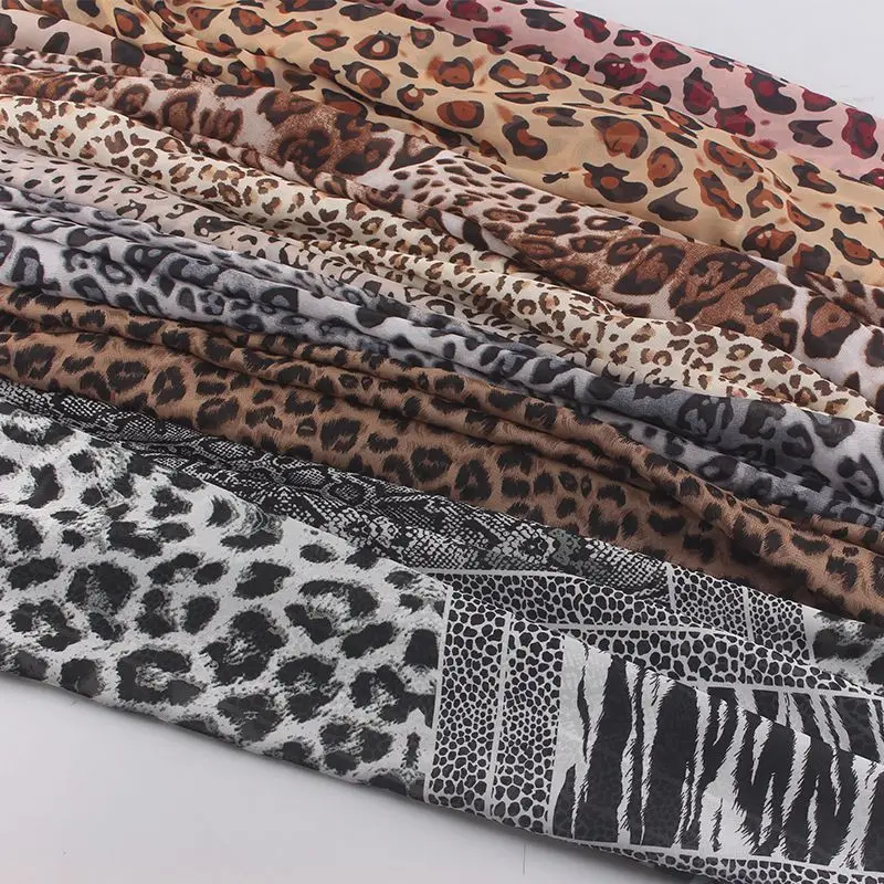 

1x1.5m Summer New 75D Leopard Print Chiffon Fabric Summer Dress Camisole Skirt Sun Protection Clothing Fabric