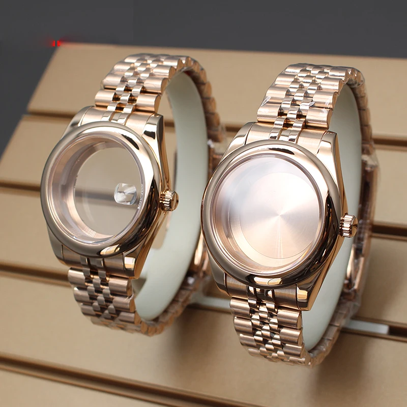 Fenya 40mm 36mm Watch Cases Rose Gold Bracelet Sapphire For Oyster Seiko NH35 NH36 NH34/38 Miyota8215 Movement 28.5mmDial 10ATM