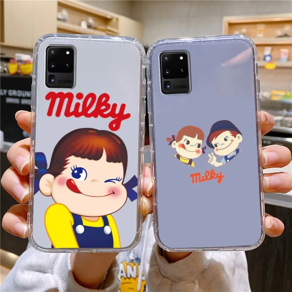 

Fujiya Milky Peko Chan Phone Case For Samsung Galaxy A52 A12 A51 S21 Edge S22ULTRA S23 S20LITE Plus ultra Transparent Cover