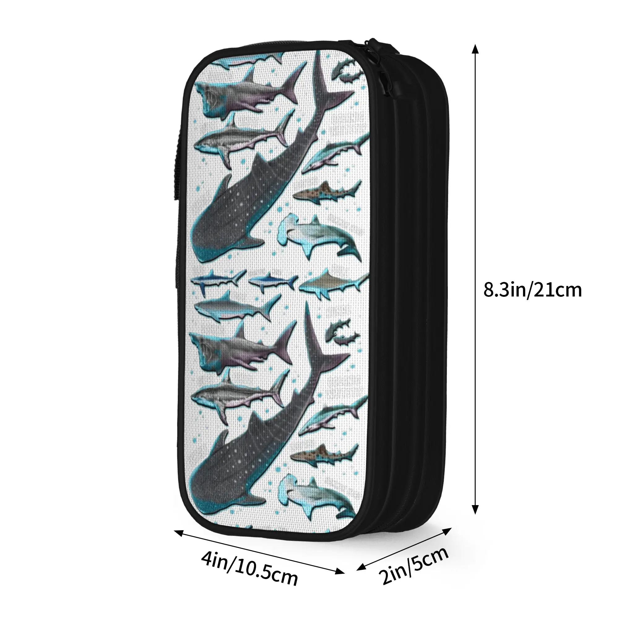 New Shark Species Shark Gifts Shark Faces Marine Biology Pencil Cases  Pencil Pouch for Student Big Bags Office Stationery