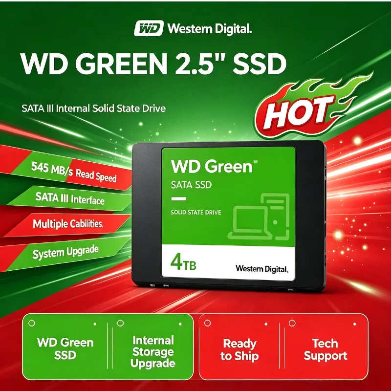 Western Digital WD Internal Solid State Disk SATA 3 2.5" SSD 500GB 1TB 2TB 4TB Hard Drive Fast Boot For Laptop Desktop Gaming