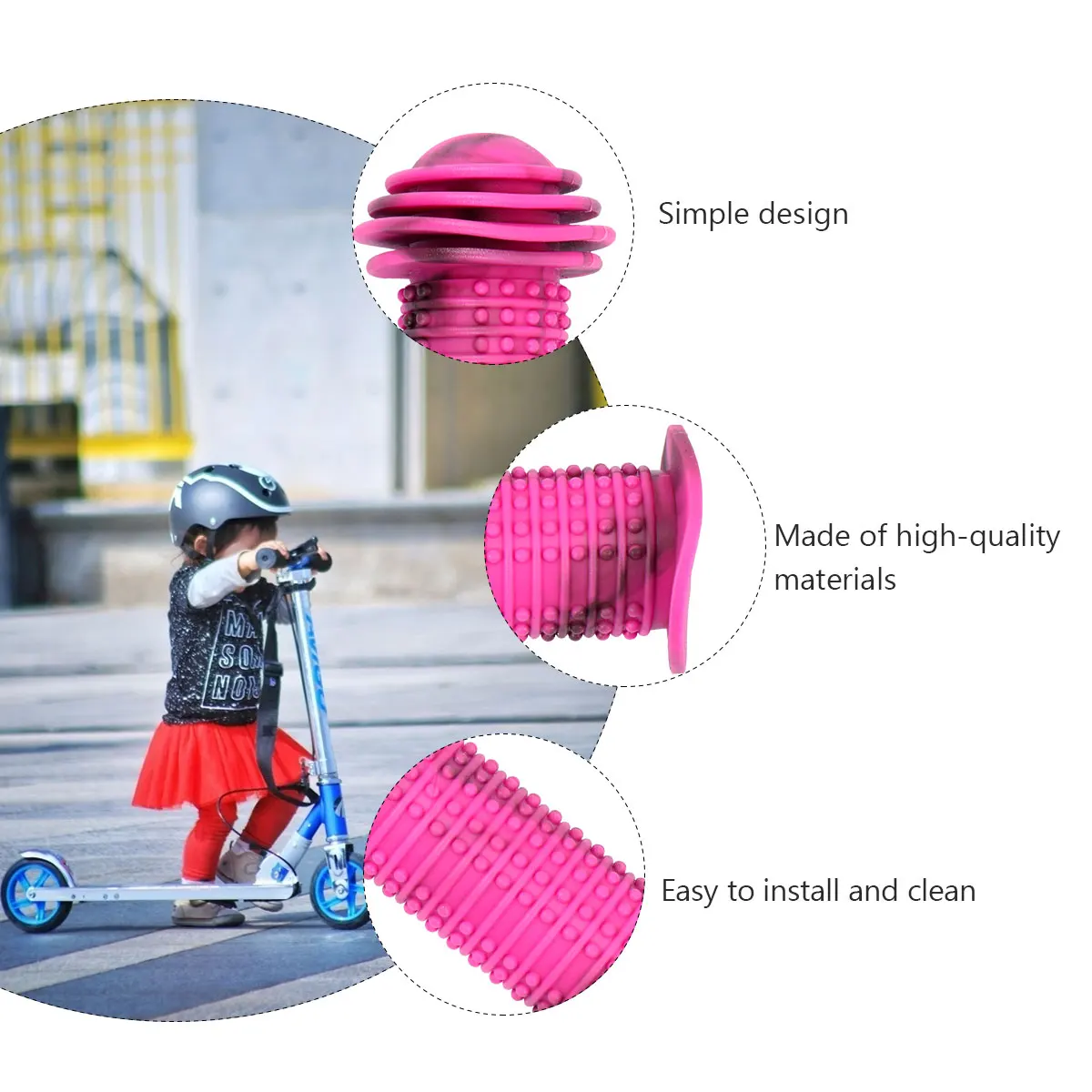 

2pcs Kids Bike Scooter Handlebar Grips Black Non-Slip Durable Compact Replacement Parts for Tricycle Grips
