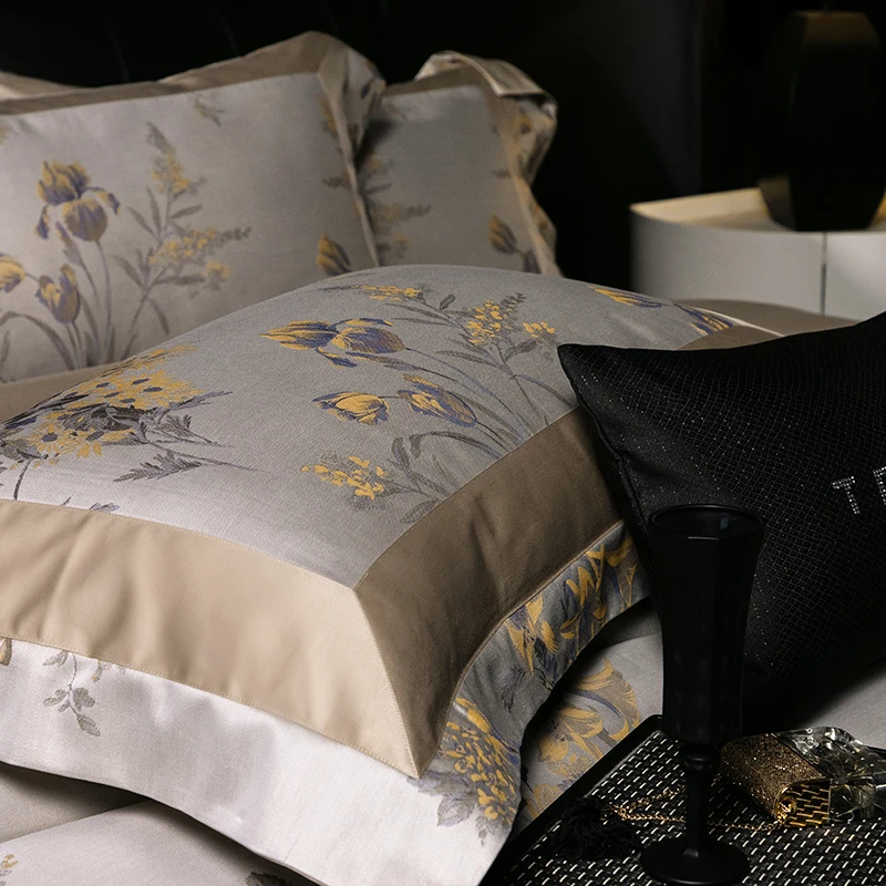 Premium 1000TC Egyptian Cotton Yarn-dyed Jacquard Luxury Bedding Set Duvet Cover Flat/Fitted Bed Sheet Pillowcases 4Pcs