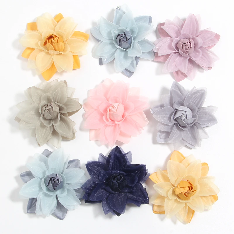 

120PCS 6.3CM 2.5" Fabric Flowers For Baby Girls Hair Accessories Chiffon Flower Boutique For Headbands Head Wear