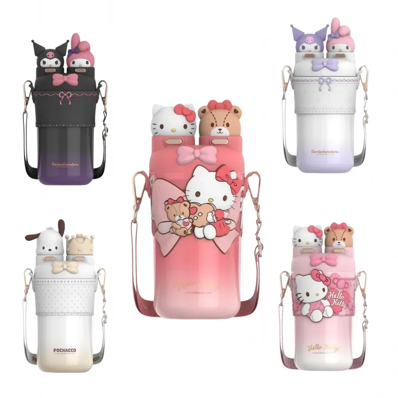 Sanrio Pochacco Double Drink Cup Children's  Thermal Mug Student Sports Kettle Travel Fitness Straw Water Bottle Holiday Gifts