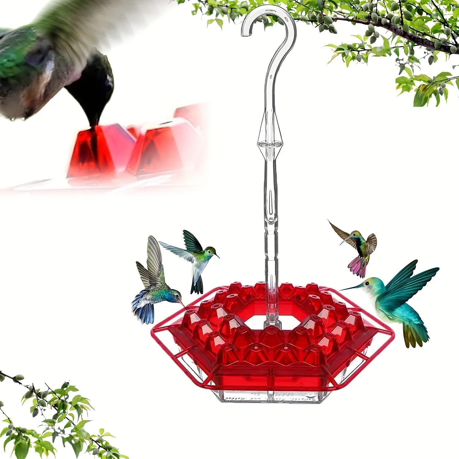 Outdoor Hummingbird Feeder, Hexagonal Multi-color Bird Water Feeder With 30 Feeding Ports, Garden Decoration