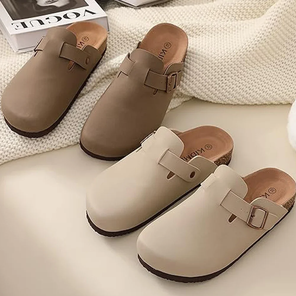 Summer Sandals Shoes Couples Wear Thick-Soled Sandals Classic Mules Clogs Shevalues Leather Cork Slippers For Women Men Fashion