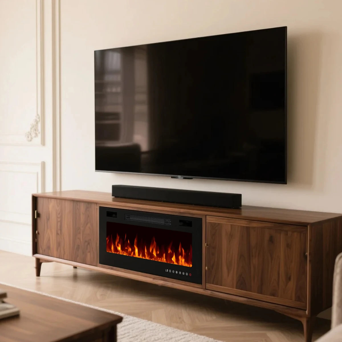 

Wolfthon 30-Inch Electric Fireplace 12-Flame Colors Adjustable Brightness Metal Construction Remote Control Energy-Efficient