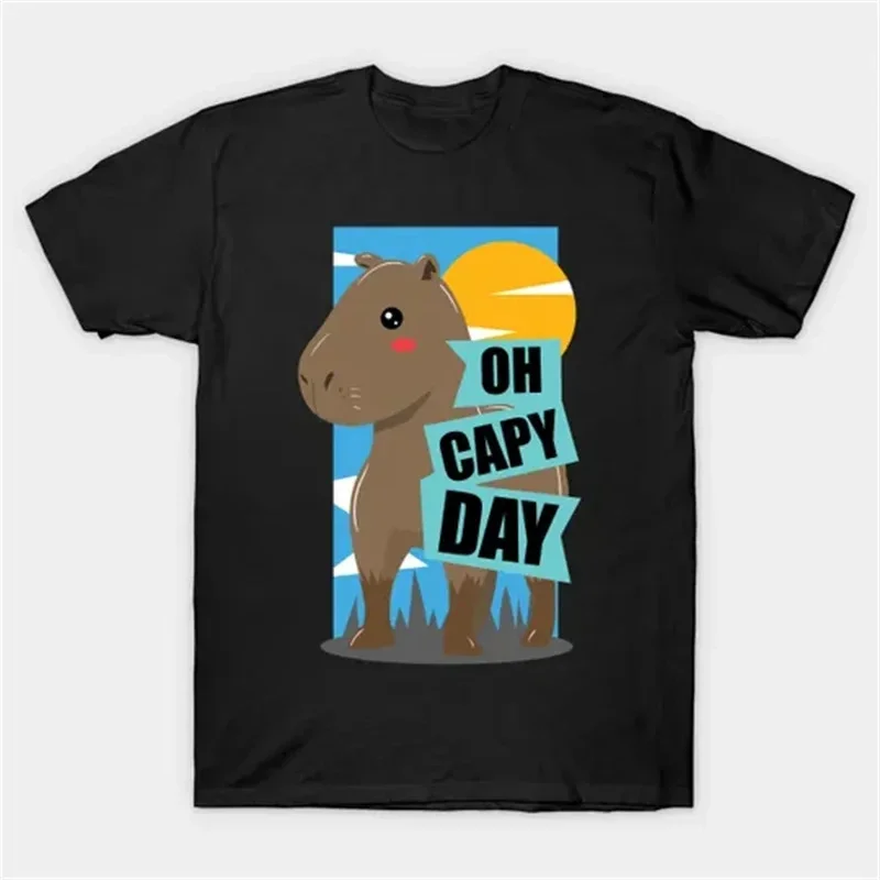 3D Printed Cute Capybara T Shirt For Men Animal Pattern T-Shirts Fashion Street Capybara Lovers Short-Sleeved Tees Loose Tops