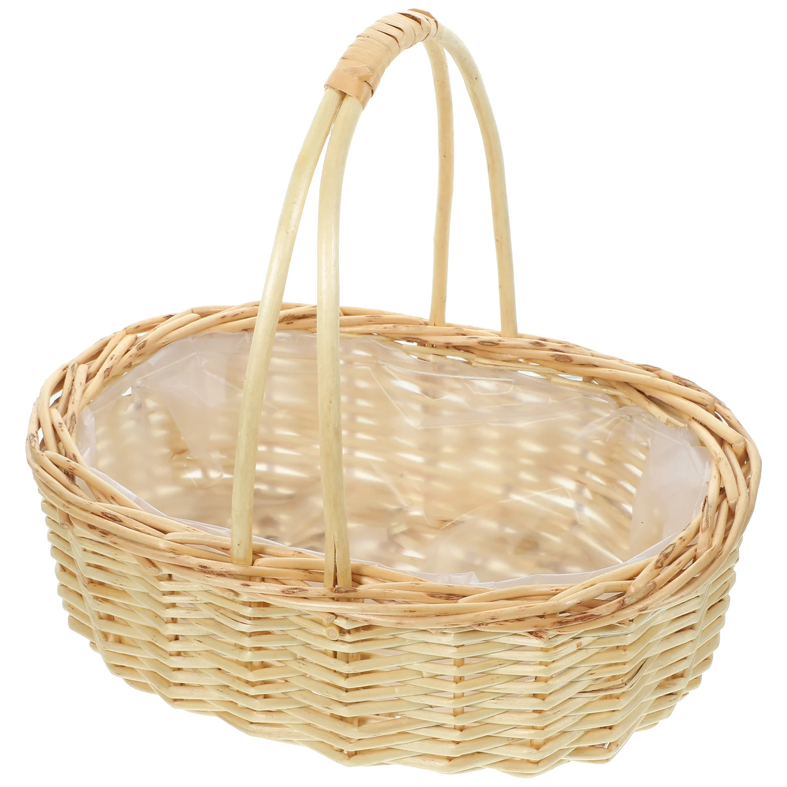 Handmade Rattan (oval Chicken Leg Basket) Wicker Plant Baskets Indoor Woven Picnic With Handle Hand-made Fruit Multipurpose