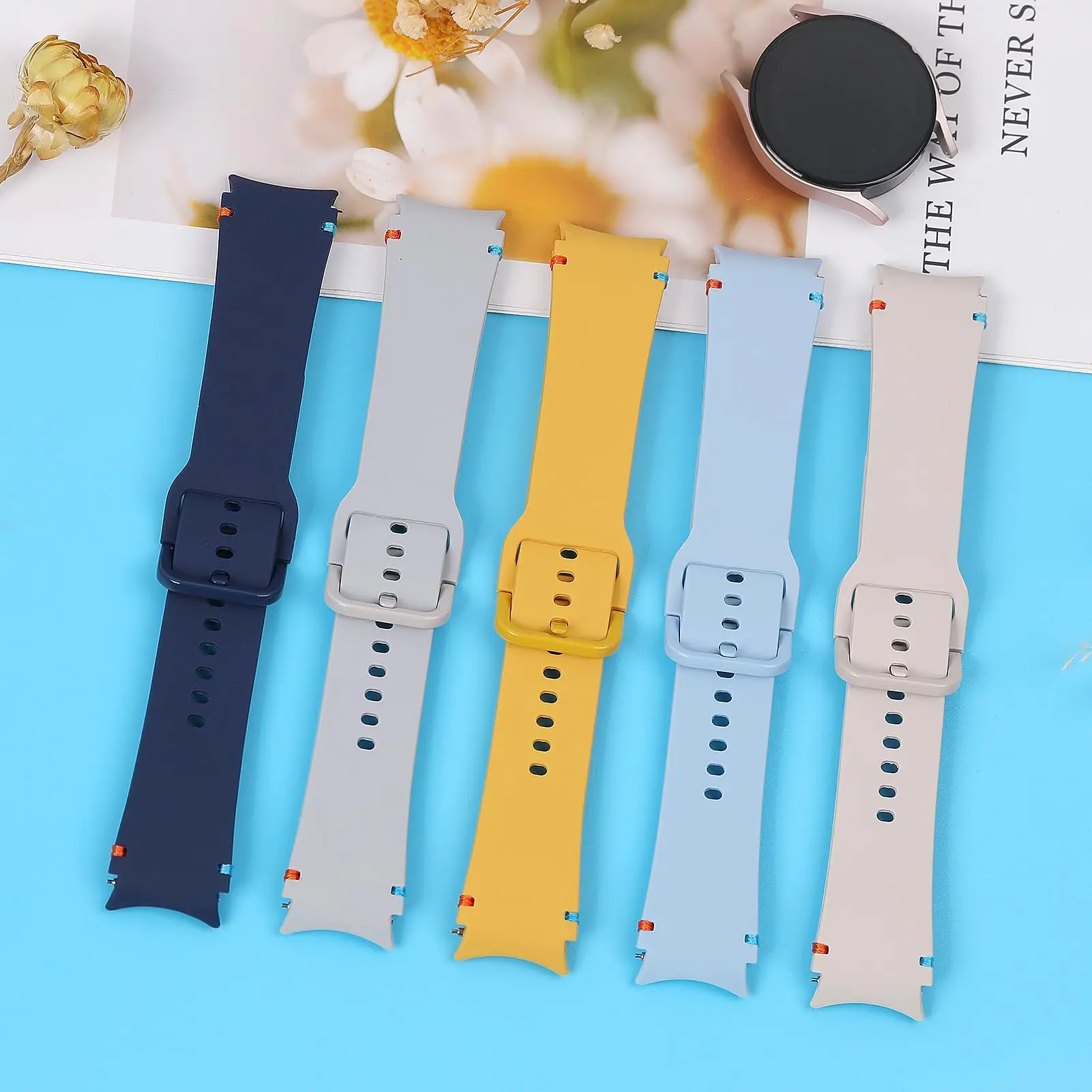 Силиконовый ремешок для Samsung Galaxy Watch 7 6 5 4 44 мм 40 мм/FE/5 pro 45 мм Браслет без зазора Galaxy Watch6 classic 47 мм 43 мм ремешок