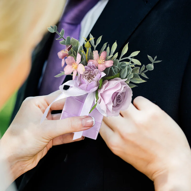 1 PC Boutonniere สําหรับชายสําหรับงานแต่งงาน,กระเป๋า Boutonniere, เจ้าบ่าวเจ้าบ่าว Corsage พรหมพิธีครบรอบ Dinner PARTY ตกแต่ง