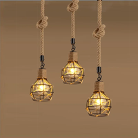 Hemp Rope Pendant Lights for Restaurant Cafe Bar Loft Hanging Lamp Decoration Vintage Retro American Indoor Decor Club Decor