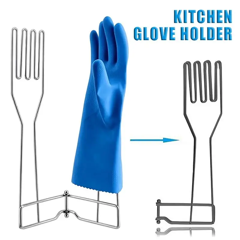 Foldable Vertical Drain Rack Multi Purpose Double Kitchen Gloves Drying Support Storage Holder Kitchen Gadget
