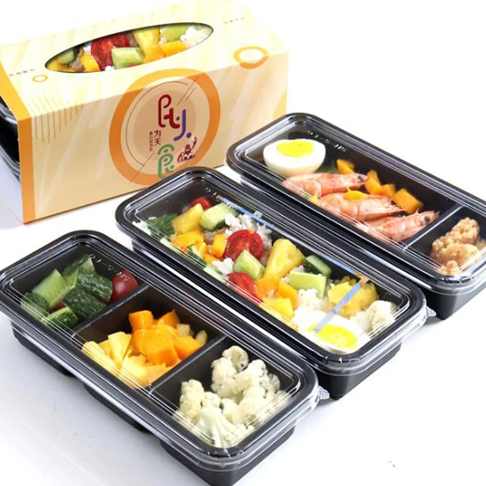 

15pcs Plastic Bento Box Japanese Sushi Lunchbox Portable Food Storage Container For Picnic Compartment Black