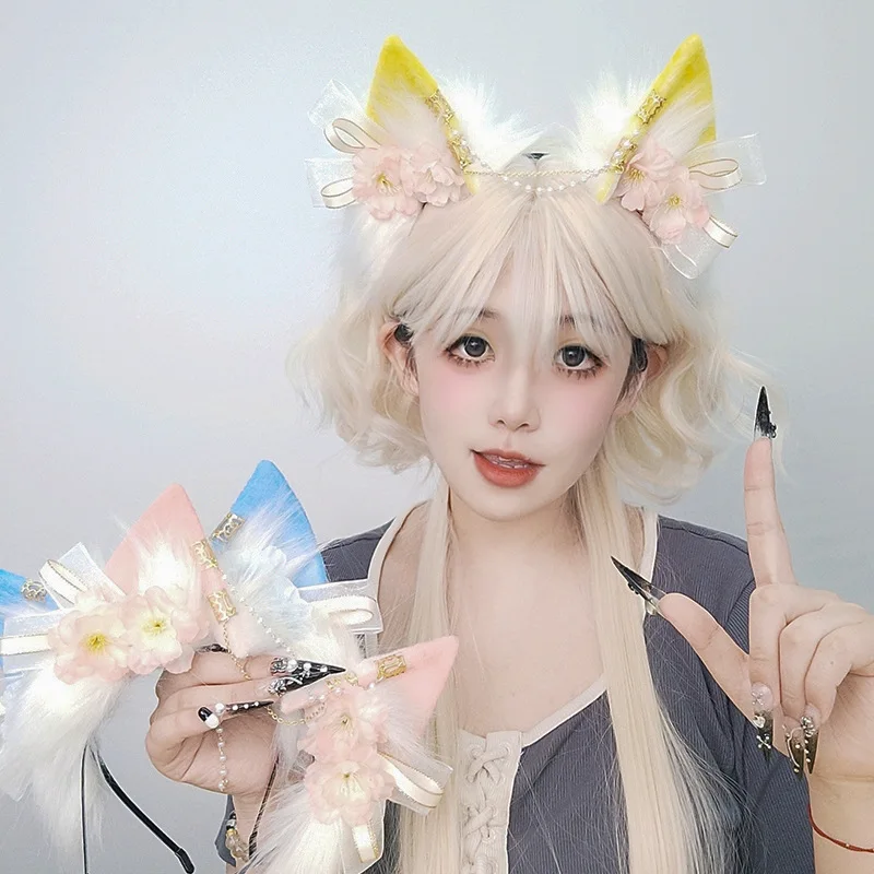 Orelha de raposa lobo orelha bandana exposição em quadrinhos antigo hanfu cos adereços hanfu niang raposa orelha besta festival adereços