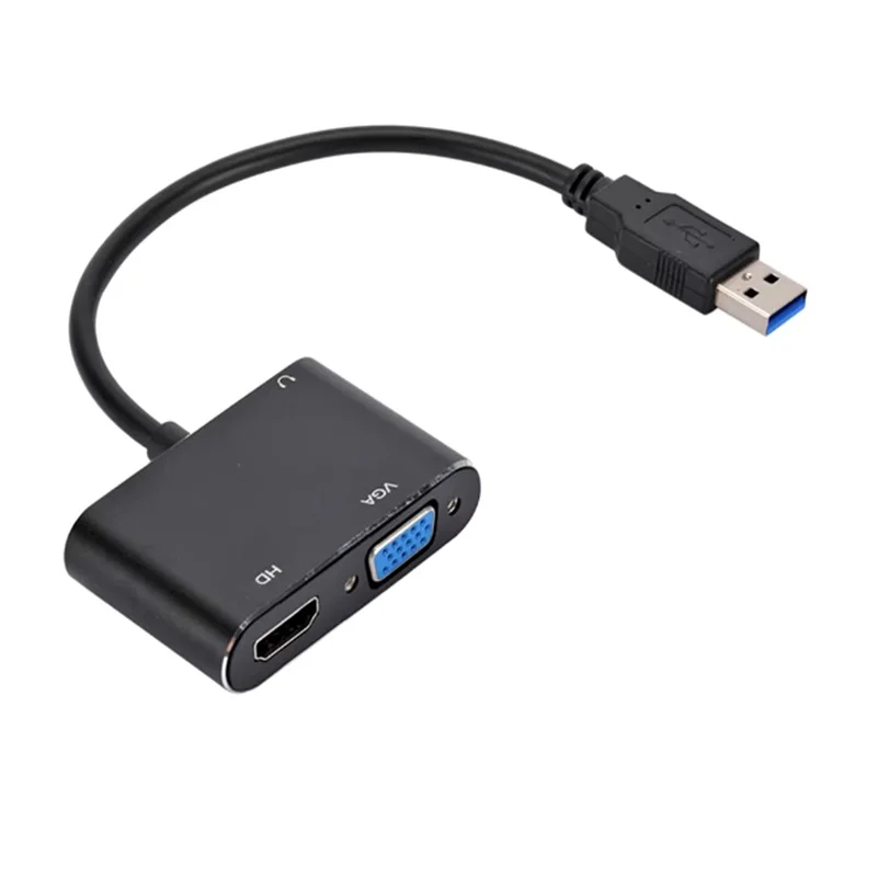 USB 3.0 to HDMII-compatible VGA Audio Video Converter Adapter 1080P HD Dual Output Male To Female Converter for Laptop Projector