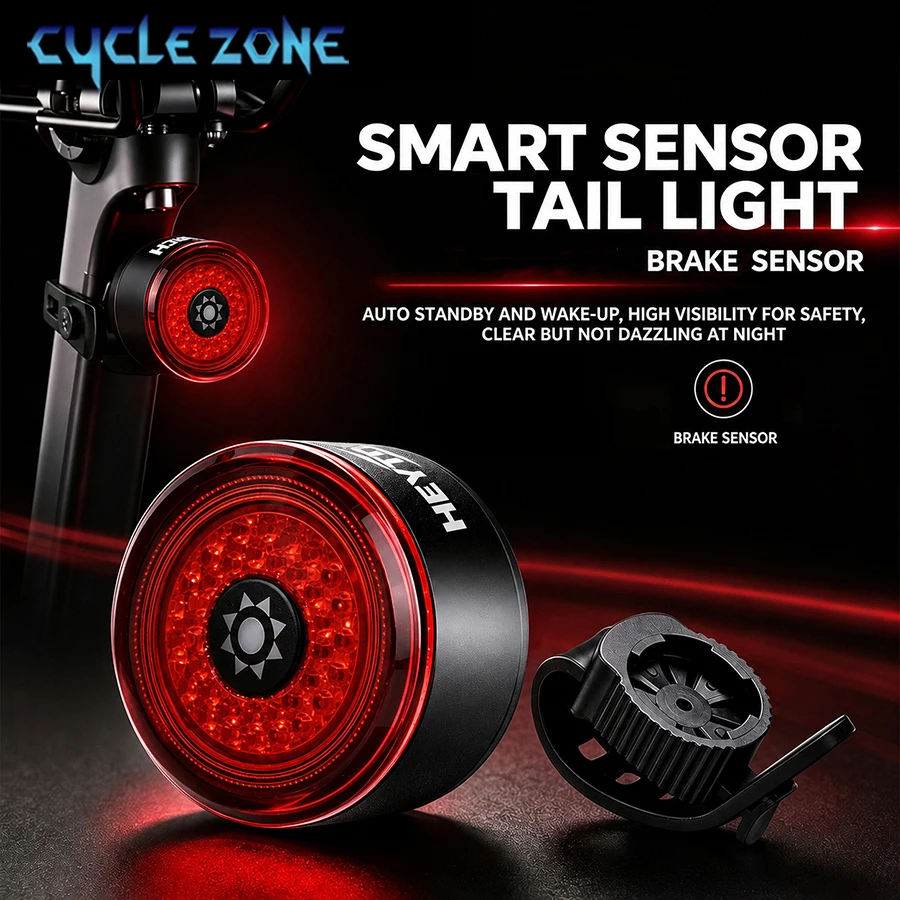 Smart Bike Tail Light Brake Vibration Rechargeable Bicycle Rear Light 6 Modes Cycling Warning Taillight for Night Riding Safety