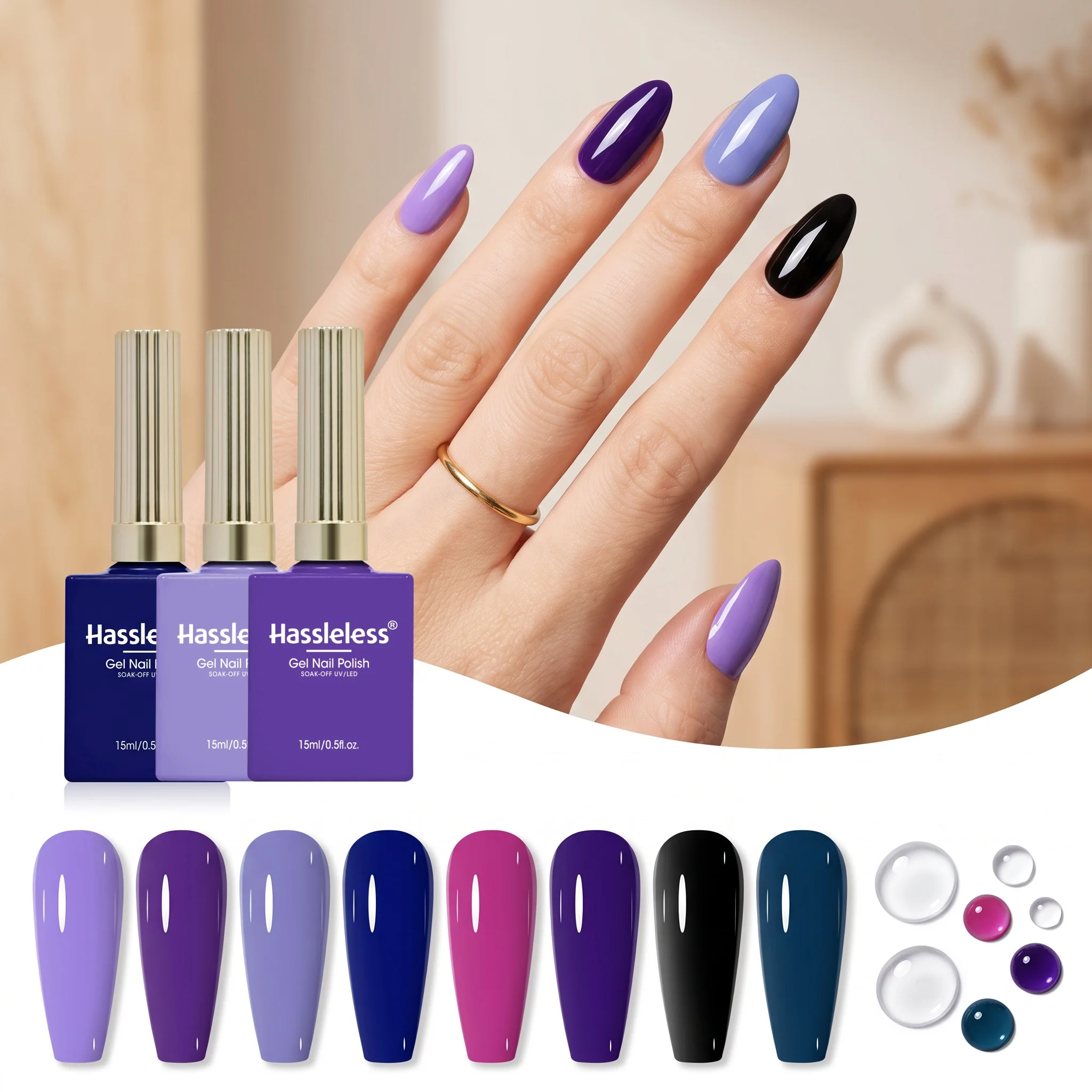 Hassleless 8Pcs Nail Polish Gel Set, Long-Lasting Salon-Quality Manicure, a Must-Have for Holiday Gifts