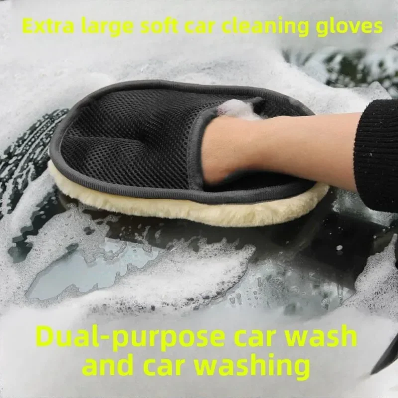 3/5Pcs Car Cleaning Sponge Glove Car Polishing Washing Mitt Gloves Microfibre Wash For Automotive Kitchen Homes Cleaner Wool
