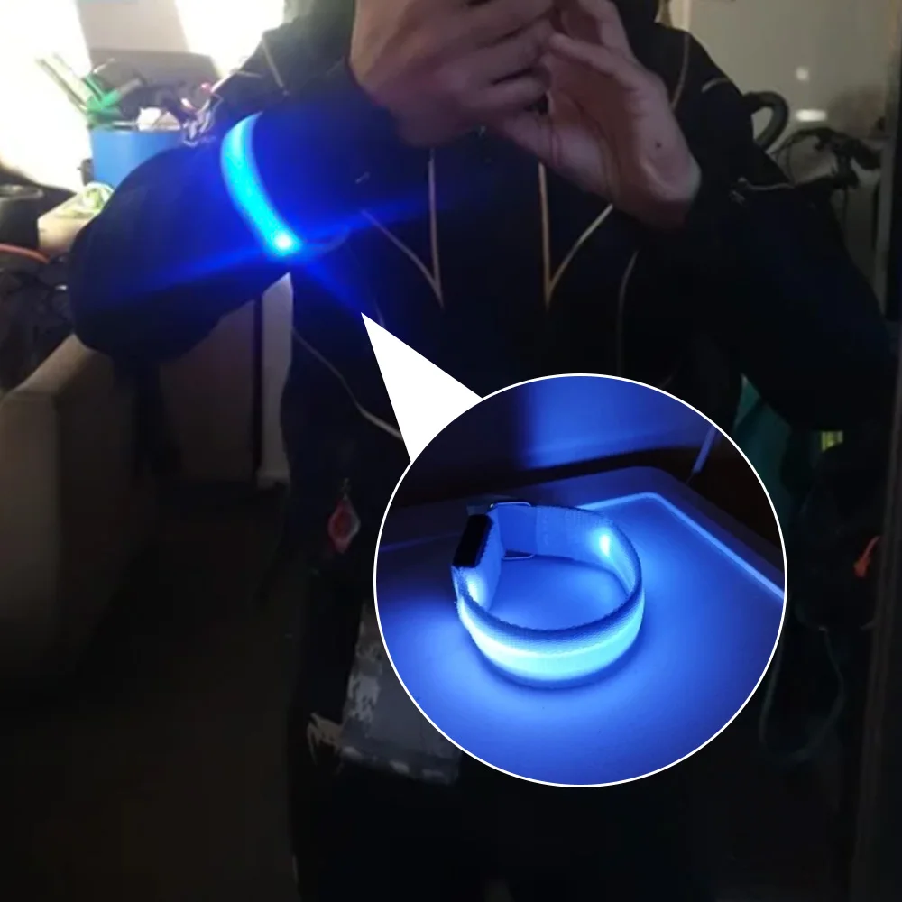 1 قطعة/2 قطعة ليلة تشغيل شارة مصباح ليد الرياضة في الهواء الطلق حزام الأمان الذراع الساق تحذير معصمه الدراجات دراجة دراجة أضواء