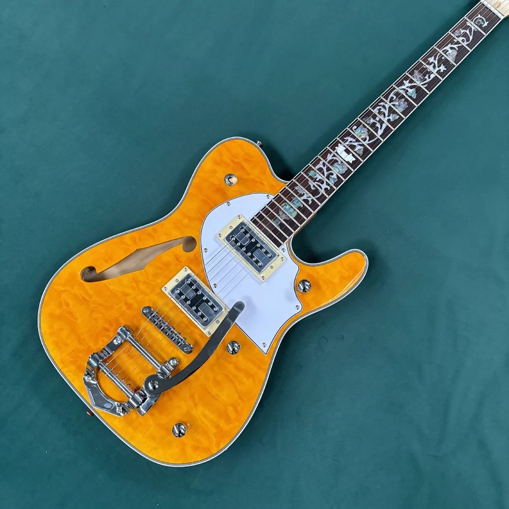 A Light Luxury Pearlescent Orange Electric Guitar, a Rosewood Floral Inlaid Fingerboard Guitars, a Jazz Pop Rock Electric Guitar