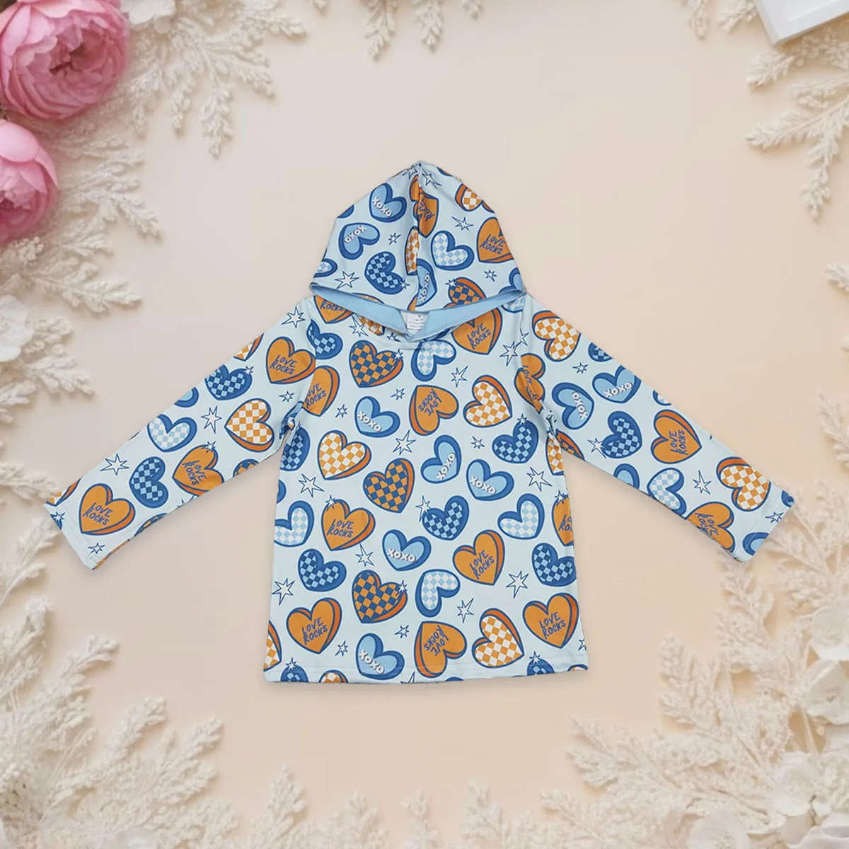 

Baby Boy Long Sleeve XOXO Hearts Stars Sweatshirt Valentines Kids Children Toddler Pullover Hoodie Sportswear Shirt Clothes