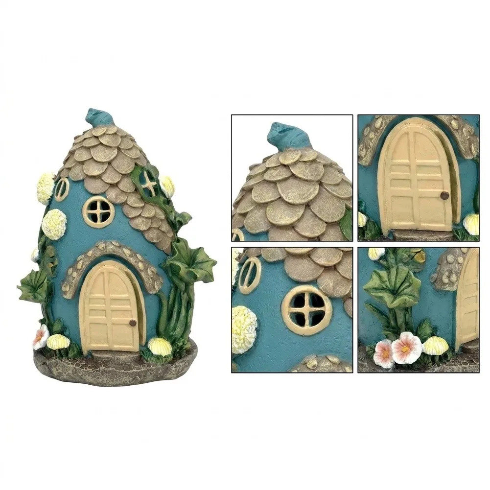 Resin Solar Powered Cottage Light for Outdoor Garden Decoration with Polycrystalline Panel and Dusk-to-Dawn Operation