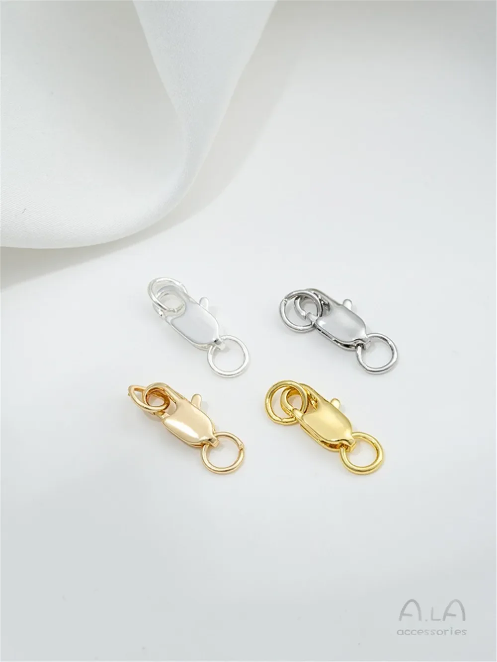 Anel fechado de duas extremidades enrolado em ouro italiano 14k, fivela de mola, anel duplo, fivela rabo de peixe, conexão, acessórios de fivela traseira