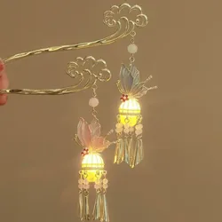 Metal Chinese Style Hair Stick  Luminous Lantern Hair Chopsticks Hairpin Tassel Pearl Hair Clip Hair Accessories Headdress