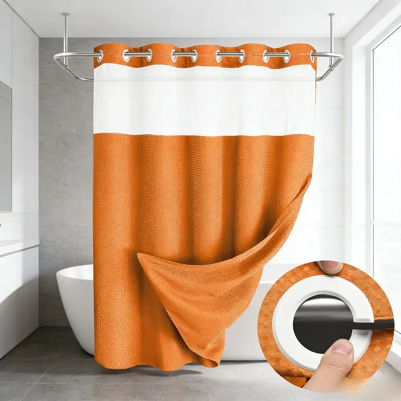 

Waterproof Mold Resistant Double Layer Grommet Shower Curtain for Bathroom Toilet Partition