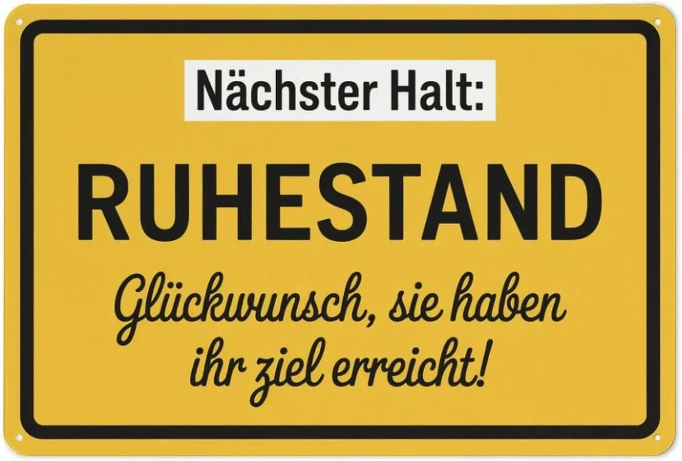 Retirement Party Decoration Gift Next Stop Retirement Vintage German Metal Sign Print Aesthetic Room Decoration for Home Bedroom