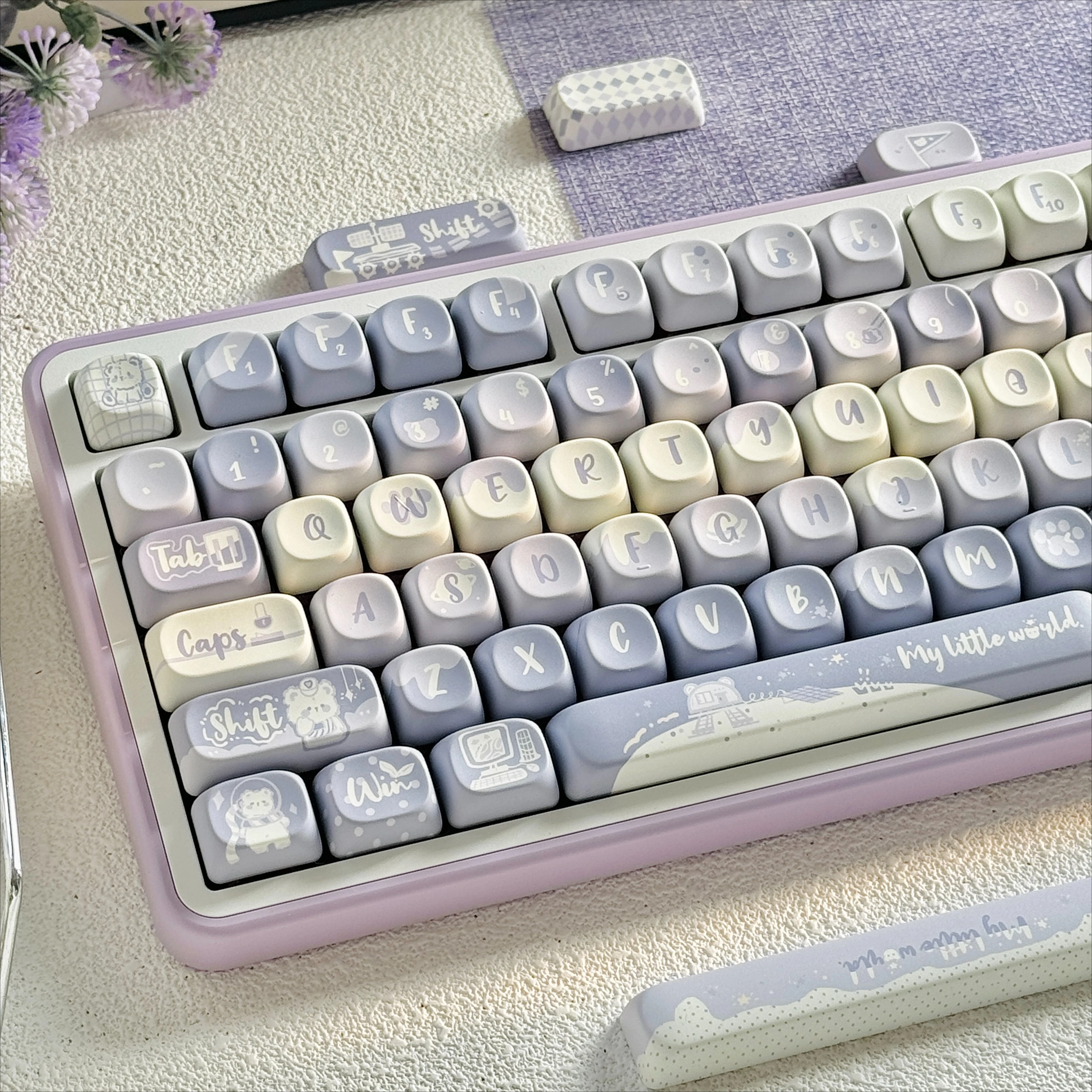 

Lilac Bear Star Theme Five-Sided Sublimation Keycap MOA Height