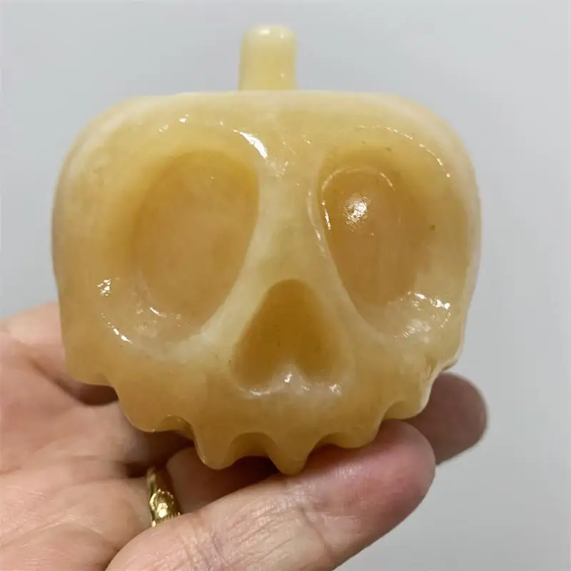 Natural Calcite Apple Skull Crystal Carving Crafts Healing Energy Stone Fashion Home Decoration Gift 1PC