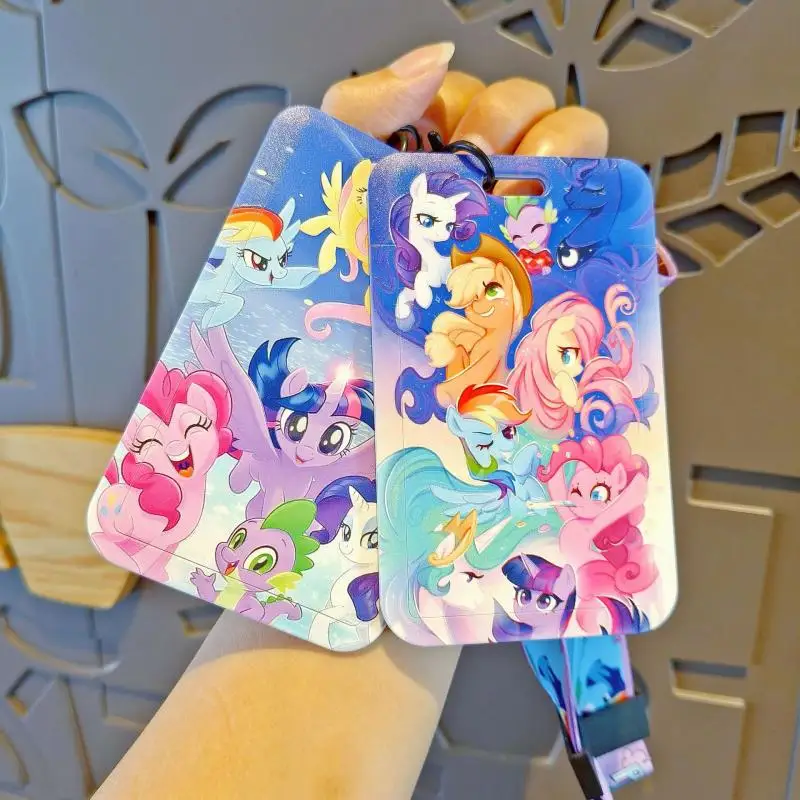 MINISO My Little Pony Credential Badge Holder Kawaii Stitch Card Holders Student Campus Lanyard Cards Holder Neck Straps Gift