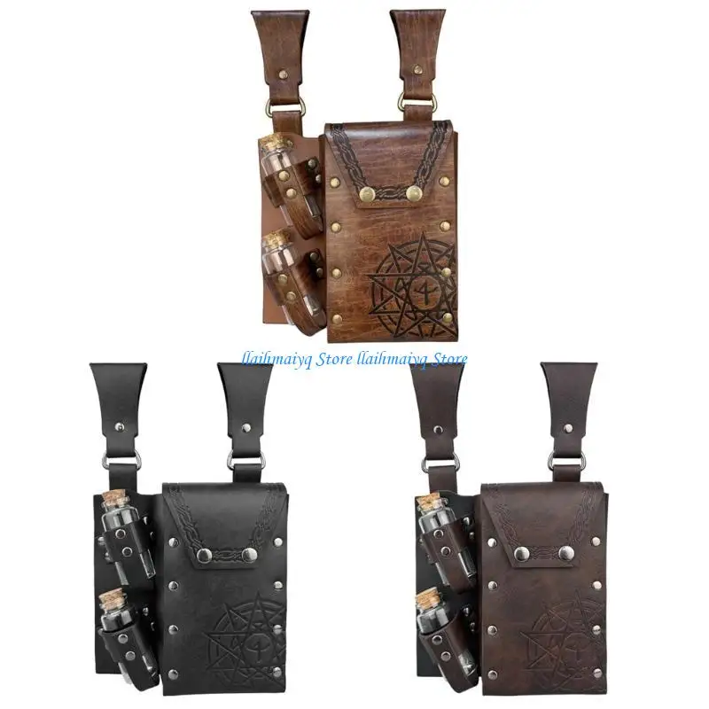 

573B Medieval Waist Bag Medieval Alchemies Belt Bag with 2 Bottles for Women and Man