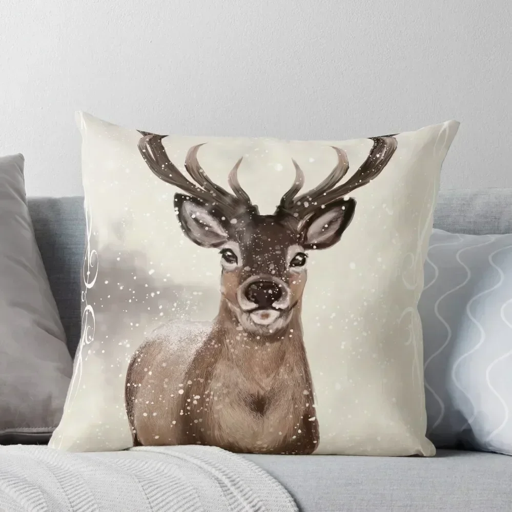 

Winter Deer Throw Pillow Decorative Cover For Living Room Pillowcase Cushion Cushion Cover Pillowcases Bed Cushions pillow