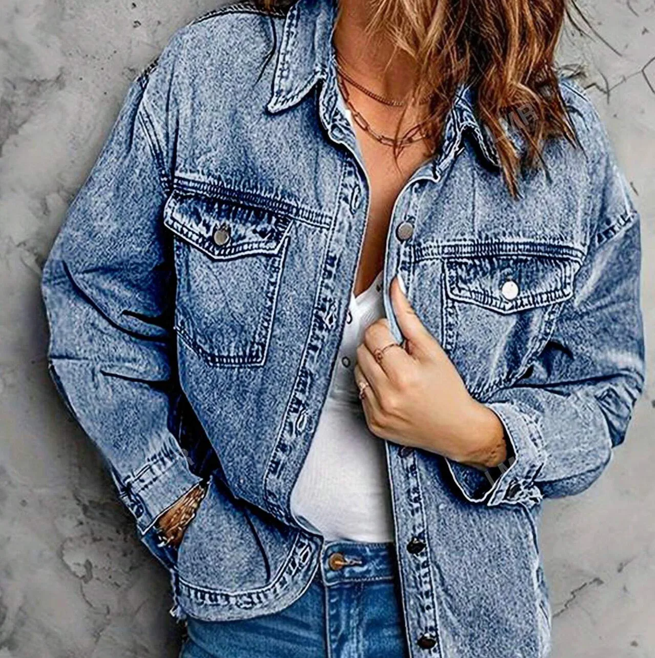 Chaqueta vaquera azul profundo con diseño de borde de borla para mujer, abrigo vaquero holgado de manga larga a la moda Retro americano para otoño e invierno