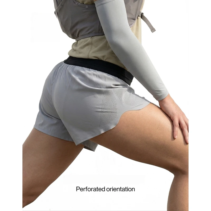 Women's 2-in-1 Laser Cut Running Shorts High Waisted Gym Shorts Quick Dry Athletic Workout Shorts with Built-in Liner Unisex