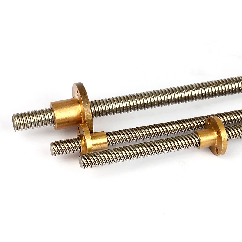 T25 Tr25 Tr25x5 Tr25x6 25mm stainless steel trapezoidal lead screw with flange brass nut