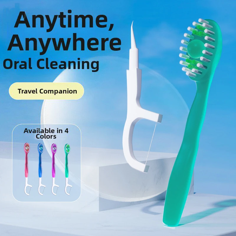 1-Pack Foldable Dental Floss Toothbrush Portable And Compact For Travel