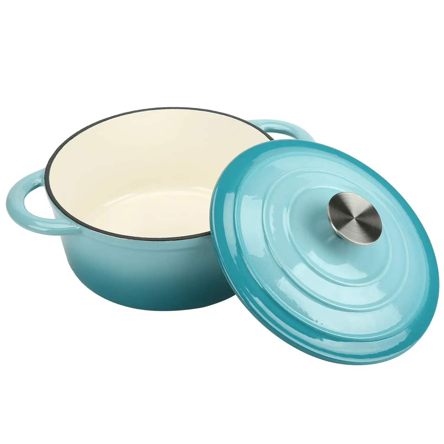 Horno holandés de hierro fundido esmaltado de 26cm para hornear, cazadora de 4,5 L, olla estofada pesada, plato de cazuela, olla de hierro fundido